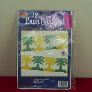 Vintage NOS Papier Luau Girlande Kunst Tissue Dekoration Palmen 1988 Pfeife 12' - Bild 1 von 3