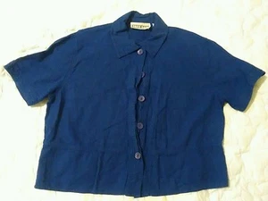blue purple button shirt, linen, rayon, Dress barn - Picture 1 of 10
