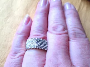 NICE STERLING SILVER RING W/ CUBIC ZIRCONIA(GOLD PLATED) MARK 925,GOOD CONDITION - Bild 1 von 4
