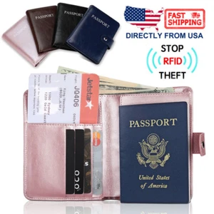 Premium Leather Passport Holder Travel Wallet Blocking ID Card Case Cover - Bild 1 von 30