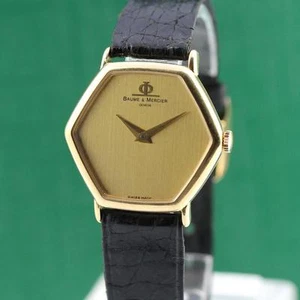 1970's BAUME MERCIER 18K SOLID GOLD HEXAGON CASE MANUAL WIND LADIES WATCH - Picture 1 of 12