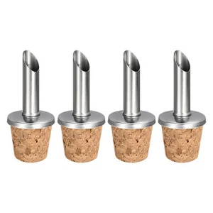 4pz Versatori Bottiglie Acciaio Inox Beccuccio Sughero Design Tappi Bottiglia Vino - Foto 1 di 7