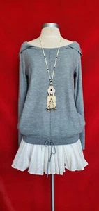 Donna Karan Light Blue Gray Cashmere Hoodie Sweater Top Size S - Picture 1 of 7