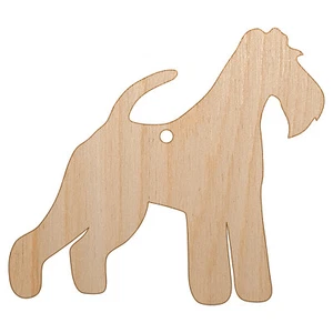 Wire Hair Fox Terrier Dog Solid Unfinished Craft Wood Christmas Tree Ornament - Picture 1 of 7