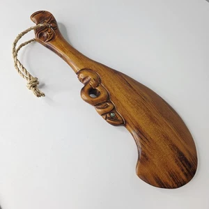 ÚNICO Raro De Colección Maorí Waihaka Patu Corto Club Tiki Madera Tallada a Mano Nueva Zelanda - Imagen 1 de 11