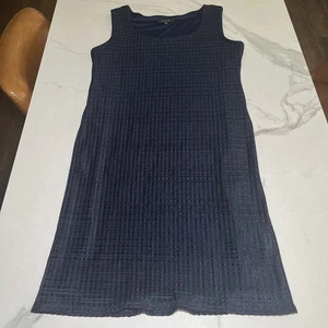 R&M Richards Navy Blue Dress Womens 12 Sleeveless Sheath Lined Textured Stretch - Picture 1 of 12