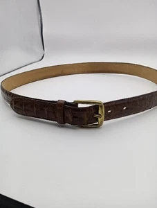 Cinturón de cuero esmaltado de cocodrilo Hornback para hombre talla 34 marrón sin marca - Imagen 1 de 12
