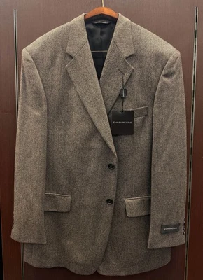 VINTAGE Men's Tan Herringbone 2 Button Notch Lapel Sport Coat, Evan Picone, 40R - Image 1 of 4