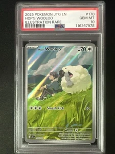2025 POKEMON JTG EN-JOURNEY TOGETHER ILLUSTRATION RARE #170 HOP'S WOOLOO PSA 10 - Picture 1 of 2