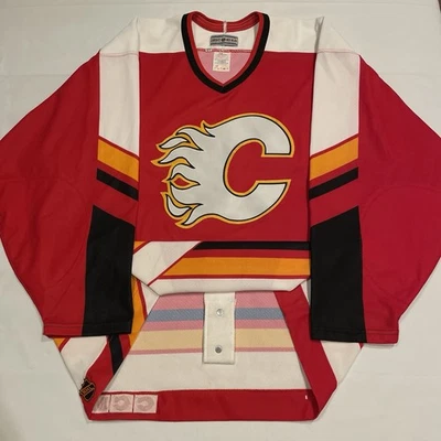 CCM Authentic Calgary Flames Pedestal NHL Hockey Jersey Vintage Red Away 52 - Image 1 of 4