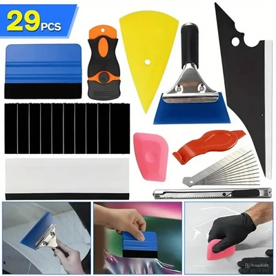 Kit de herramientas de tinte para ventanas de automóvil 29 piezas instalación de escobilla raspador de tinte de película automática Foto 1 de 4