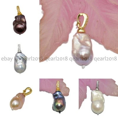 Enorme colgante de perlas Keshi barrocas multicolores naturales de 15x20 mm enchapado en oro de 14 k Foto 1 de 4