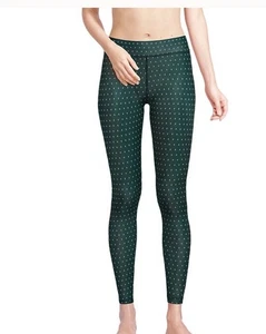 Lands' End Womens Thermaskin Heat Long Leggings Medium Green Cool Casual Outdoor - Picture 1 of 14