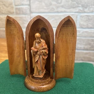 Vintage Hand-carved By Anri  Wooden Statue of St. Paul In Case 4.75” Tall - Picture 1 of 5