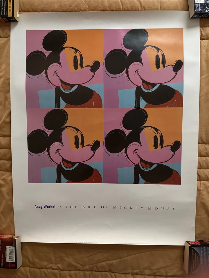 Энди Уорхол искусство Микки Мауса винтажный 1981 поп-арт плакат печать на борту 30 X 24 - Изображение 1 из 4