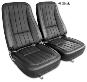 Fundas de asiento Corvette 1968 hechas en EE. UU. cesta de vinilo insertos tejidos cualquier color de fábrica - Imagen 1 de 2