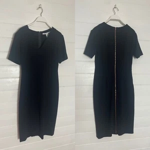Diane von Fürstenberg schwarz Bodycon wackelig roségold Reißverschluss hinten Midi-Kleid 10 38 - Bild 1 von 5