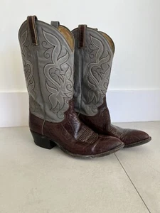 Dan Post Burgundy Red Toe Gray Shaft Western Men's Cowboy Boots Size 10.5D - Picture 1 of 12