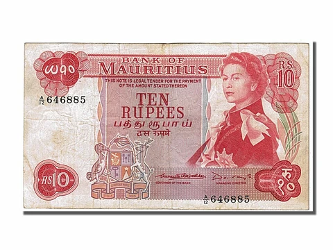 [#102829] Banknote, Mauritius, 10 Rupees, 1967, AU Cover