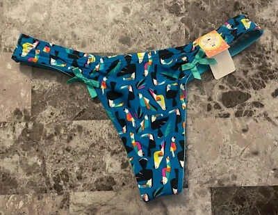 NUEVO CON ETIQUETAS FLIRTITUDE XS LISO LORO PÁJARO NYLON SPANDEX ELÁSTICO RARO TANGA BRAGAS Foto 1 de 4