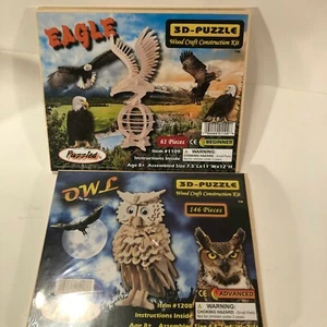 Lot of 2 Sealed PUZZLED 3D Wooden " OWL" and "Eagle"  146 Pieces PUZZLE     - Picture 1 of 4