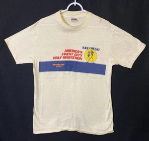 Vintage Single Stitch 1981 San Diego Marathon T Shirt Size XL square pan pizza - Picture 1 of 8