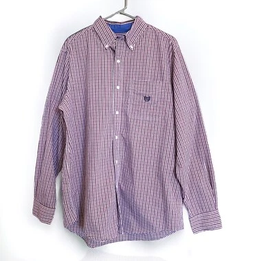 Men's LT Large Tall Chaps Shirt Red White Black Check Button Front Long Sleeve - Image 1 of 2
