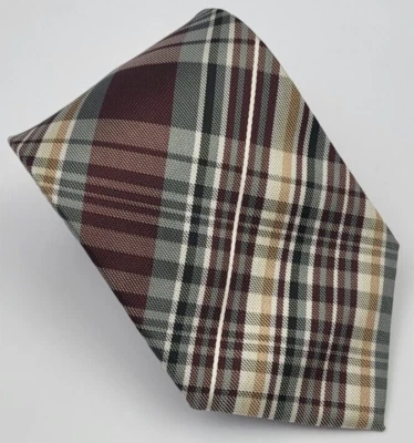 Corbata Croft & Barrow Poliéster Rojo Beige Gris Dorado Cuadros Hombres 58 x 3.25 Foto 1 de 4