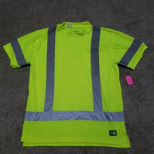 Berne HV Reflective ANSI 3 Neon Vest Striped Short Sleeve Adult Men's L Large - Picture 1 of 7