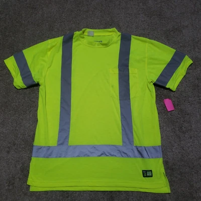 Berne HV Reflective ANSI 3 Neon Vest Striped Short Sleeve Adult Men's L Large - Image 1 of 4