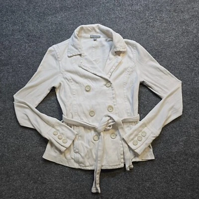 Chaqueta James Perse Mujer Talla 2 Beige Botón Cinturón Manga Larga Informal Carrera Foto 1 de 4