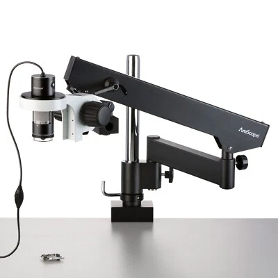 Microscópio polarizado AmScope 10-280X 5MP portátil USB LED + braço articulado + braçadeira - Imagem 1 de 4