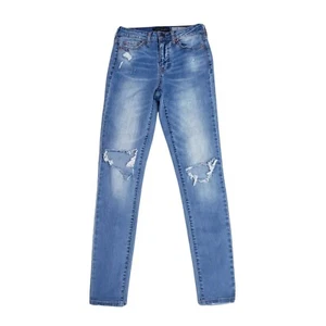 Aeropostale 00 Women's Jeans High Waisted Ankle Jegging Blue Regular Distressed - Picture 1 of 8