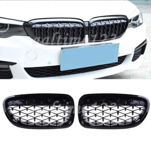 Black Front Diamond Kidney Grill Grille For BMW F10 F11 F18 528i 535i 2010-2016 - Picture 1 of 9