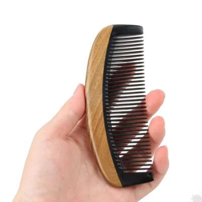 Natural Wood Hair Comb Anti Static Handmade Wooden Green Sandalwood Horn Combs - Image 1 of 4