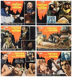 LA TORTURA DELLE VERGINI FOTOBUSTE 6 PZ. 1969 MARK OF THE DEVIL USED LOBBY CARD - Foto 1 di 7