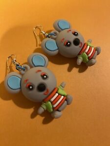 Cartoon Mouse Earrings In Silicone,fun 3D Dangle, Quirky  Costume Fun Jewellery
