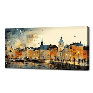 Helsinki City Vintage Skyline Sunset Landmarks Canvas Print Wall Art Decor - Picture 1 of 9