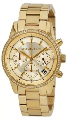 Michael Kors MK6356 Ritz Chronograph Gold Crystal Stainless Steel Women's Watch - Image 1 of 4