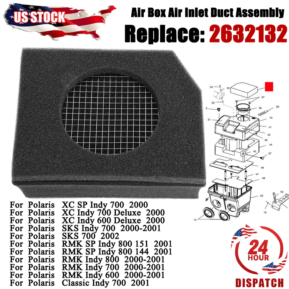 For Polaris Air Inlet Duct Assembly 2632132 Air Filter XC SP SKS RMK 600 700 800 - Image 1 of 4