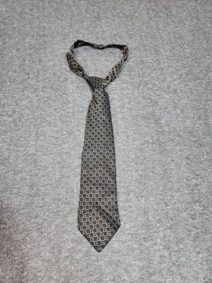 复古 90 年代古驰 G 标志背面和棕褐色多层图案印花 100% 真丝领带 — 第 1/4 张图片