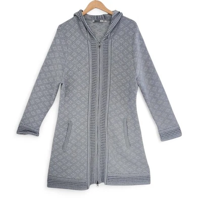 Athleta 2X Spooner Summit Cardigan Jacket Long Gray Nordic Wool Blend Knit - Image 1 of 4