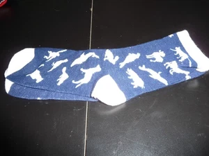 NEW SOCKS NAVY WITH WHITE ANIMALS LARGE CREW SOCKS - Picture 1 of 2
