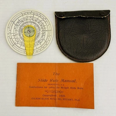 VTG Gilson The Binary Slide Rule Circular Slide Rule Leather Pouch Manual 1925 - Image 1 of 4