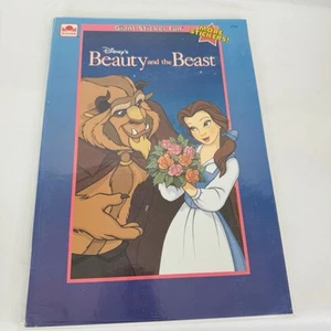 Libro de actividades divertido calcomanía gigante de La Bella y la Bestia de Disney dorado 1991 - Imagen 1 de 4