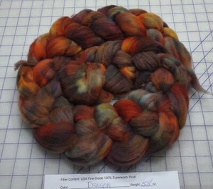 Superwash Fine Wool Top Roving Spinning Handpainted Dyed USA Dragon - Picture 1 of 1