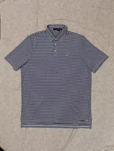Camisa Polo RLX Ralph Lauren Para Hombres XL Azul Rayas Golf Rendimiento Bordada Usada en Excelente Condición - Imagen 1 de 8