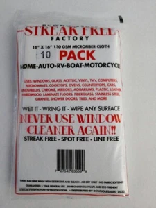 Streak Free Factory Microfiber Cleaning Cloth 16 x 16 inch - 10 Pack - Picture 1 of 5