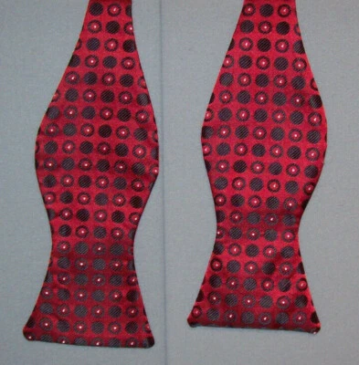 S & G Borgoña con GRANDES PUNTOS NEGROS Y ANILLOS Pajarita Ajustable bt-6 Foto 1 de 2