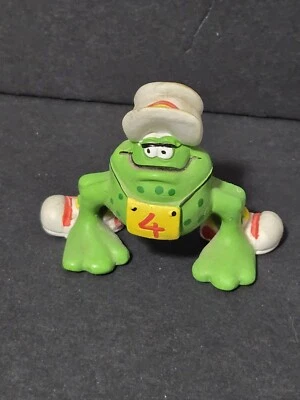Vintage 1981 Wallace Berrie Running Frog Rainbow Hat PVC Figure Toy Portugal - Image 1 of 4